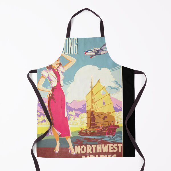 Item preview, Vintage Northwest Airlines Poster | 1940s-50s Hong Kong Travel Art | Mid-Century Air Travel Decor | Exotic Asian Destination Print designed and sold by artofuniverse.