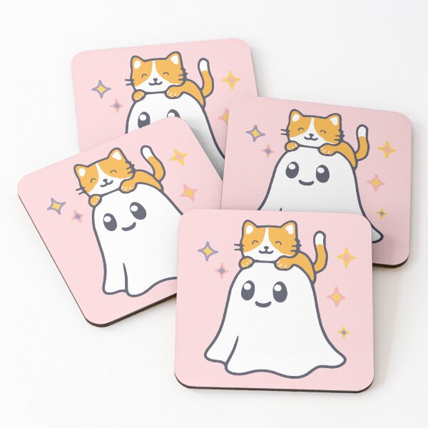 Item preview, Cute Ghost with Cat – Adorable Halloween Ghost designed and sold by TKDe-sign.