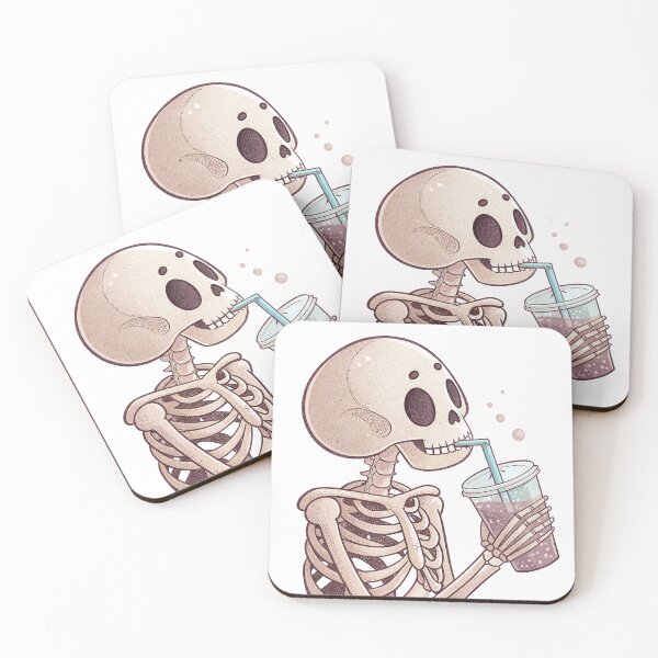 Item preview, Cute Skeleton Drinking Boba Tea designed and sold by Kindly Dead.