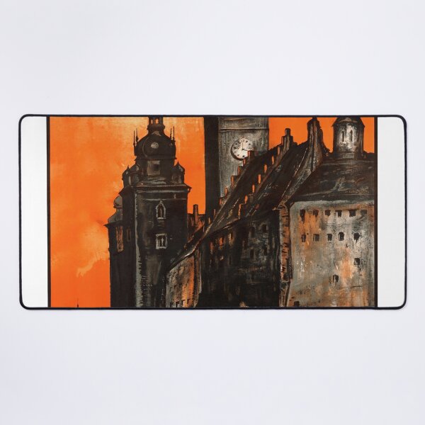 Item preview, Vintage Krakow Travel Poster | Art Deco Wall Art | Historic Polish Architecture | Orange Sky Scenic Print | Mid-20th Century Style designed and sold by artofuniverse.