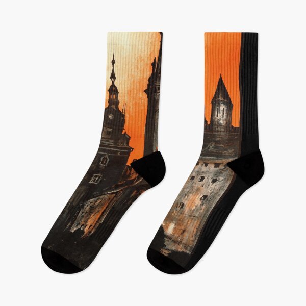 Item preview, Vintage Krakow Travel Poster | Art Deco Wall Art | Historic Polish Architecture | Orange Sky Scenic Print | Mid-20th Century Style designed and sold by artofuniverse.
