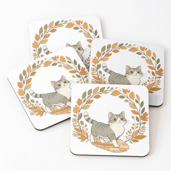 Item preview, Autumn Cat Wreath – Cute Cozy Fall Illustration designed and sold by Minattica.