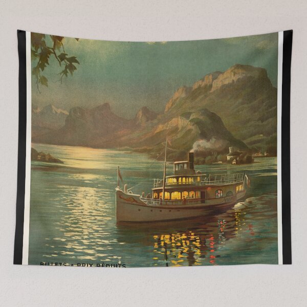 Item preview, Vintage PLM Railway Poster | Lac d'Annecy Travel Art | Art Nouveau Style | Paris Lyon Mediterranean Steamship Print | Wall Decor designed and sold by artofuniverse.