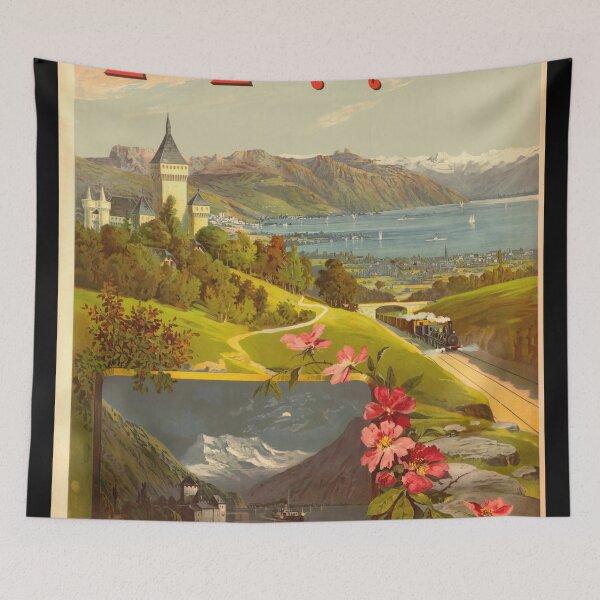 Item preview, Vintage Jura-Simplon Railway Poster | Lake Geneva Travel Art | Early 20th Century Scenic Print | Lac Léman Swiss Tourism designed and sold by artofuniverse.