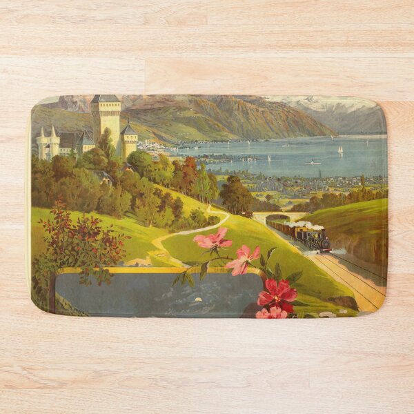Item preview, Vintage Jura-Simplon Railway Poster | Lake Geneva Travel Art | Early 20th Century Scenic Print | Lac Léman Swiss Tourism designed and sold by artofuniverse.