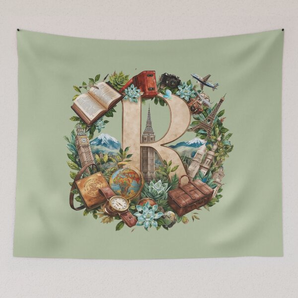 Item preview, Adventure Awaits – Letter R Vintage Travel Monogram | Roads, Routes & Reverie designed and sold by AmenAlways.