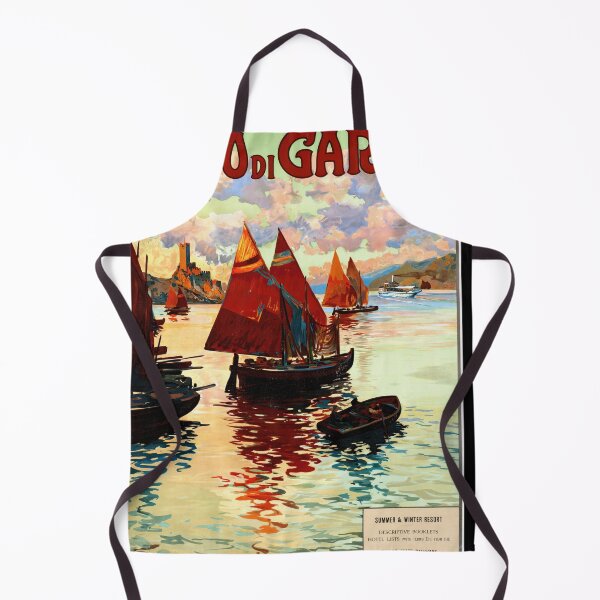 Artikelvorschau, Vintage Lago di Garda Reiseposter | Art-Deco-Druck des italienischen Sees | Farbenfrohes Tourismus-Kunstwerk aus der Mitte des Jahrhunderts | Schloss- und Segelbootszene entworfen und verkauft von artofuniverse.
