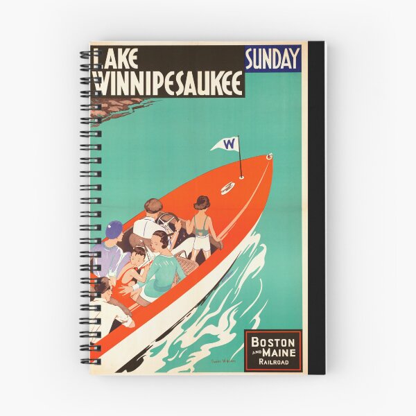 Item preview, Vintage Lake Winnipesaukee Travel Poster | Art Deco Boating Scene | Historic New Hampshire Tourism | Boston and Maine Railroad designed and sold by artofuniverse.