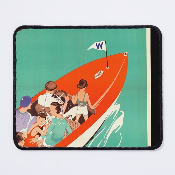 Item preview, Vintage Lake Winnipesaukee Travel Poster | Art Deco Boating Scene | Historic New Hampshire Tourism | Boston and Maine Railroad designed and sold by artofuniverse.