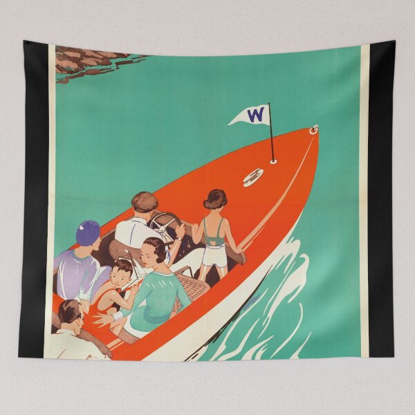 Item preview, Vintage Lake Winnipesaukee Travel Poster | Art Deco Boating Scene | Historic New Hampshire Tourism | Boston and Maine Railroad designed and sold by artofuniverse.