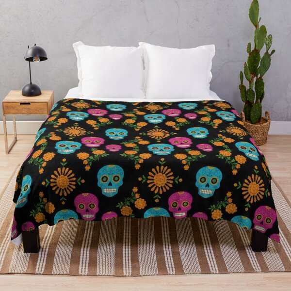 Item preview, Vibrant Day of the Dead Sugar Skulls and Marigold Pattern designed and sold by ML-Media.