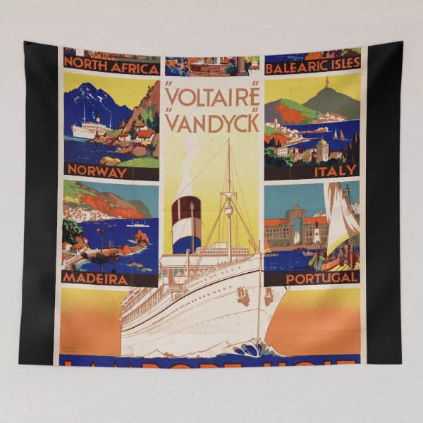 Item preview, Vintage Lamport & Holt Cruises Poster | Art Deco Travel Decor | Exotic Destinations: Spain, Italy, Norway, North Africa & More designed and sold by artofuniverse.
