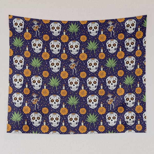 Item preview, Día de Muertos Skulls and Skeletons Pattern designed and sold by ML-Media.