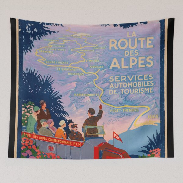Item preview, Vintage Art Deco Travel Poster | La Route des Alpes by Roger Broders | French Alps Scenic Tour | PLM Railway Adventure Print designed and sold by artofuniverse.