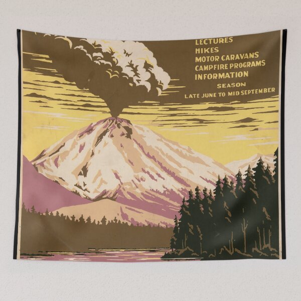 Item preview, Vintage Lassen Volcanic National Park Poster | Art Deco Style | 1930s Travel Print | Lassen Peak Volcano Wall Art | Earth Tones Decor designed and sold by artofuniverse.