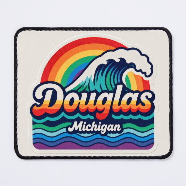 Item preview, Douglas, Michigan Retro Wave designed and sold by TheOldMittenIllustrated.