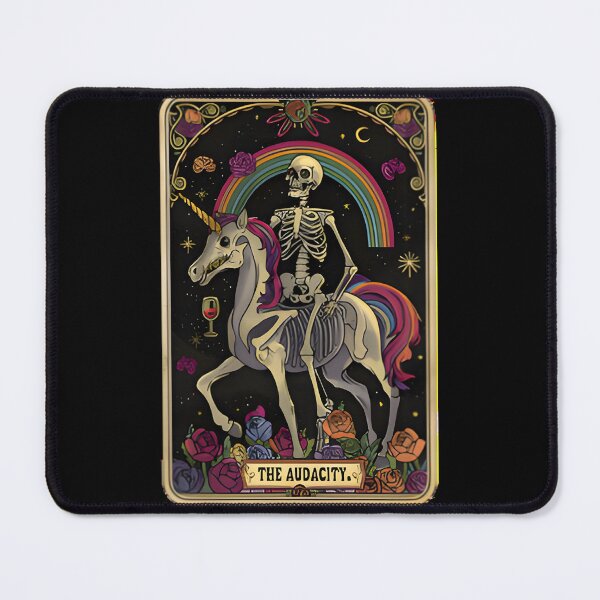 Item preview, THE AUDACITY Tarot Card - Funny Skeleton Unicorn Rainbow Art designed and sold by Obirous.