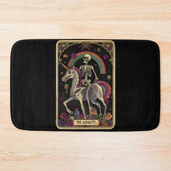 Item preview, THE AUDACITY Tarot Card - Funny Skeleton Unicorn Rainbow Art designed and sold by Obirous.