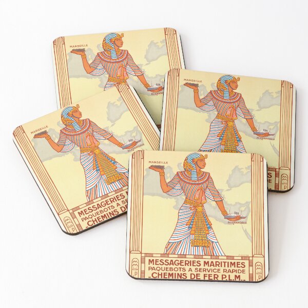 Item preview, Vintage 1927 Travel Poster | Marseille to Alexandria | Art Deco Style | Egyptian Motifs | Messageries Maritimes & PLM | J. Daviel Art designed and sold by artofuniverse.