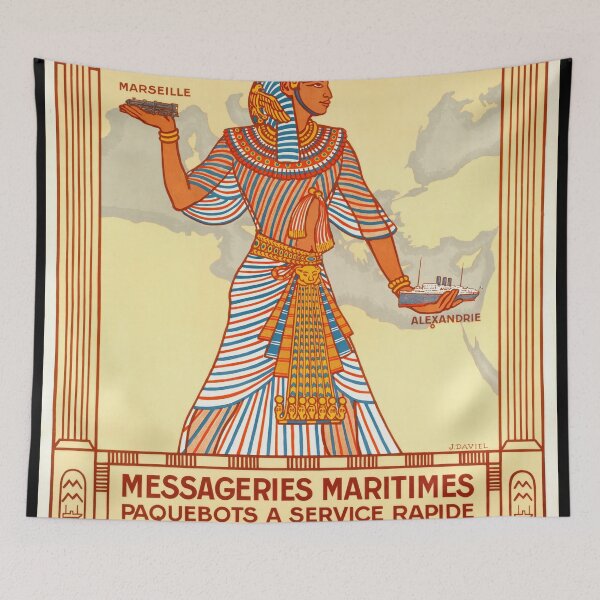 Item preview, Vintage 1927 Travel Poster | Marseille to Alexandria | Art Deco Style | Egyptian Motifs | Messageries Maritimes & PLM | J. Daviel Art designed and sold by artofuniverse.