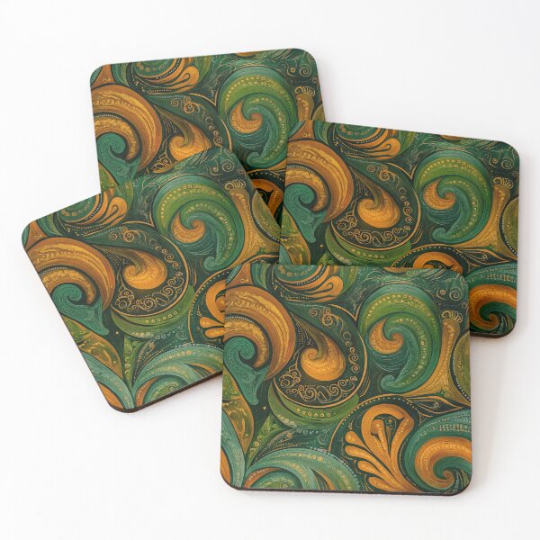 Item preview, Golden Green Leaves designed and sold by Pattern-A-Maze.