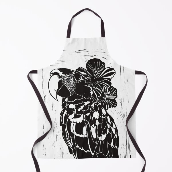 Item preview, Parrot with Flowers - Linocut Art Print Bird designed and sold by PetesLinoPrints.