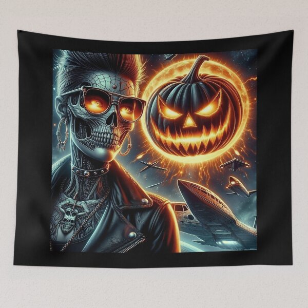 Item preview, Halloween Skeleton Rocker Cosmic Pumpkin designed and sold by Voodoo Store Paranormal Collections.
