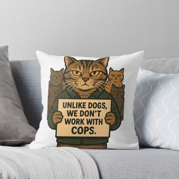 Item preview, Cool Cat Shirt – “Unlike Dogs, We Don’t Work with the Cops” Funny Rebellious Cat Design designed and sold by SVALANART.