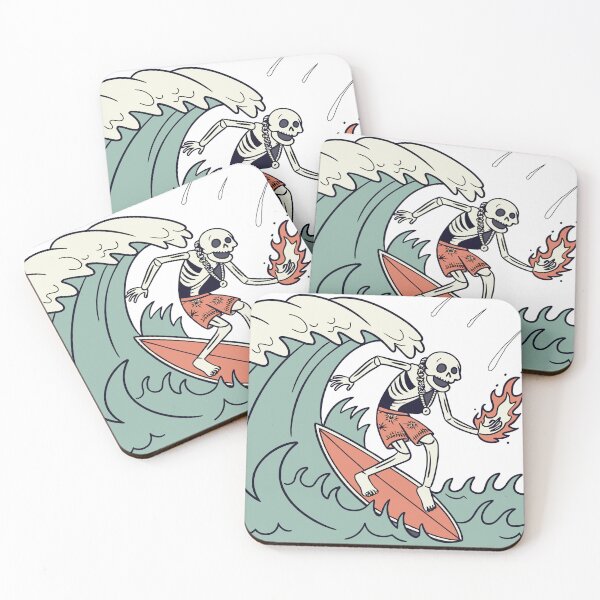 Item preview, Skeleton Riding Waves Illustration designed and sold by AL AMIN.