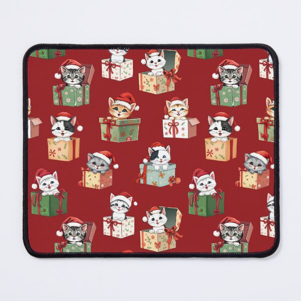 Item preview, Kittens in Christmas Present Boxes Pattern | Red Background designed and sold by UnhingedBird.