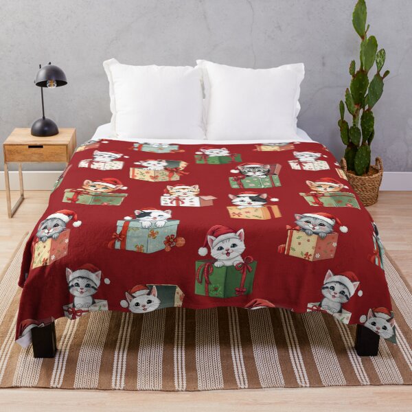 Item preview, Kittens in Christmas Present Boxes Pattern | Red Background designed and sold by UnhingedBird.