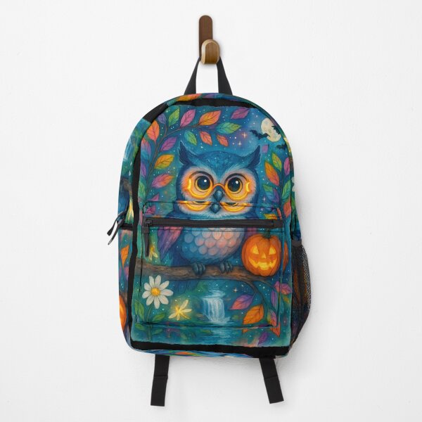 Item preview, Moonlit Owl Waterfall Art Print | Enchanted Forest Halloween Wall Decor designed and sold by ClinicalHubs.