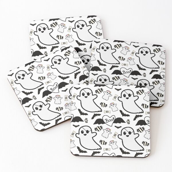Item preview, Seamless black line drawing of cute ghosts for Halloween. designed and sold by Teenidesign .
