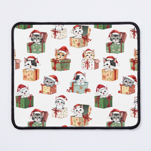 Item preview, Kittens in Christmas Present Boxes Pattern | White Background designed and sold by UnhingedBird.