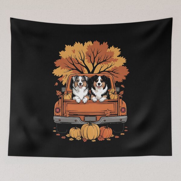 Item preview, Miniature American Shepherd Dog Truck Pumpkin Thanksgiving designed and sold by BakeryDozen.