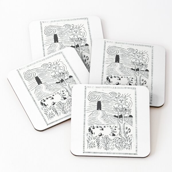 Item preview, Glastonbury Tor - Linocut Art Print - Folk Art designed and sold by PetesLinoPrints.