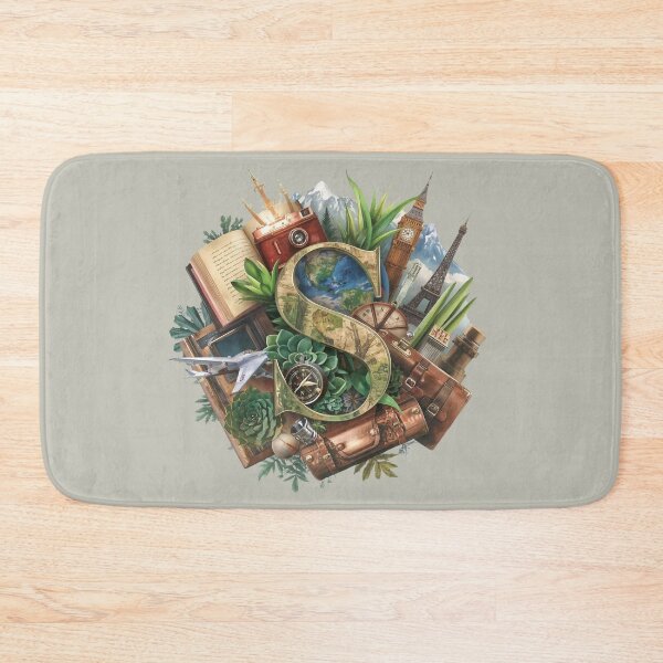 Item preview, Adventure Awaits – Vintage Travel Letter S Monogram | Wanderlust Globe & Airplane Design for Explorers and Dreamers designed and sold by AmenAlways.