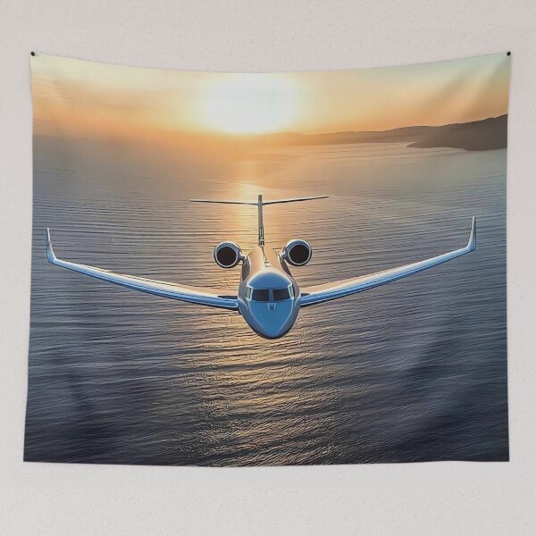 Item preview, Luxury Jet at Sunrise – Elegant Aircraft in Flight designed and sold by Artistic canvas store.