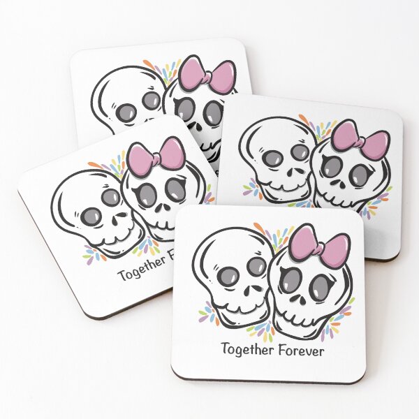 Item preview, Together Forever – Cute Skull Couple Illustration designed and sold by ArtByLakmini.