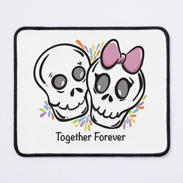 Item preview, Together Forever – Cute Skull Couple Illustration designed and sold by ArtByLakmini.