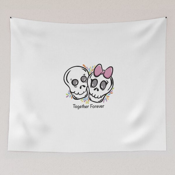 Item preview, Together Forever – Cute Skull Couple Illustration designed and sold by ArtByLakmini.