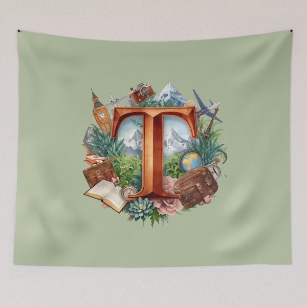 Item preview, Adventure Awaits – Vintage Travel Letter T Monogram | Timeless Globe & Traveler Design for Dreamers and Believers designed and sold by AmenAlways.
