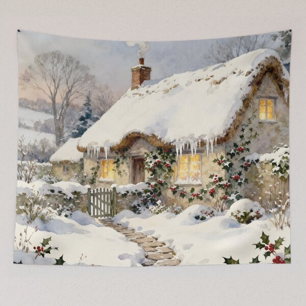 Item preview, Enchanted English Cottage and Magic Flowers Winter designed and sold by SoniaSarkali.