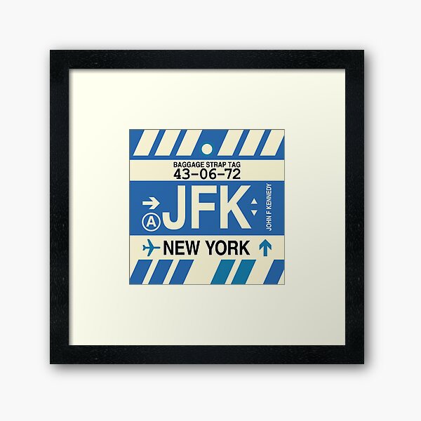 JFK New York City • Airport Code Art • Jet Age Design Framed Art Print