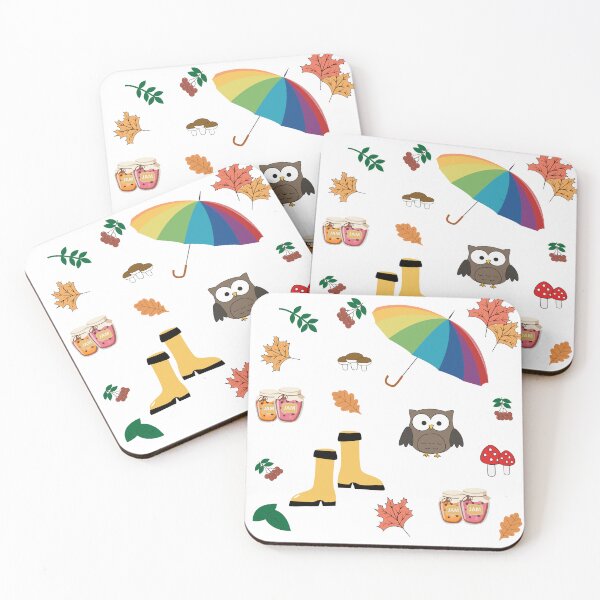 Item preview, Autumn pattern with owl, mushrooms, and leaves.	 designed and sold by kitosonito.