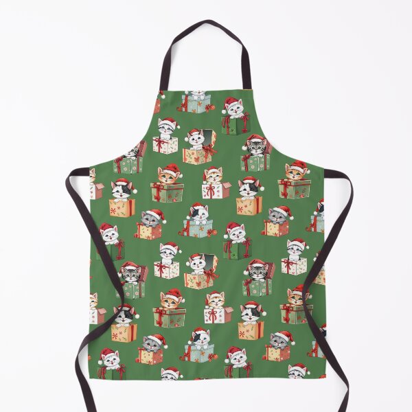Item preview, Kittens in Christmas Present Boxes Pattern | Green Background designed and sold by UnhingedBird.