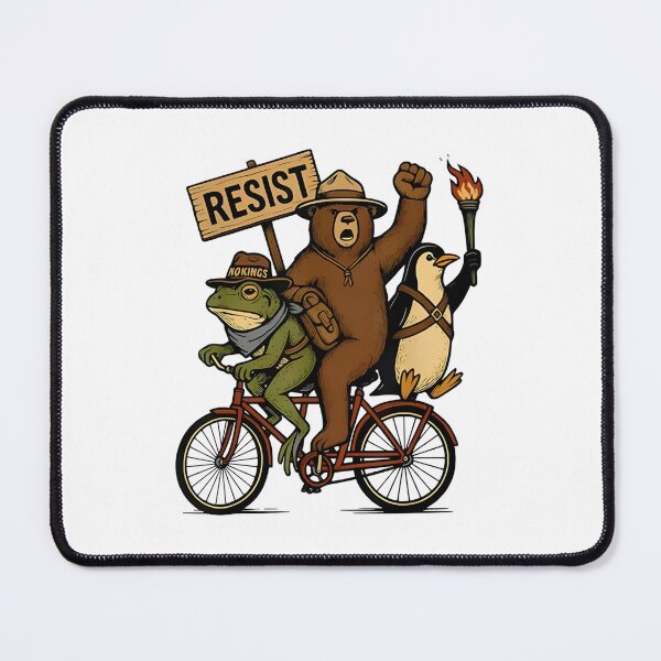 Item preview, Retro Penguin Frog Bear On Bike Resist Protest Portland Frog - Portland Frog Protester Resist designed and sold by cloudline-scb.