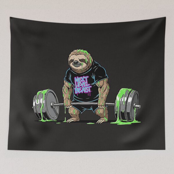 Item preview, Muscle Sloth Lifting Weights – Next Level Beast Gym Design designed and sold by AwesomeBeyondLimits.