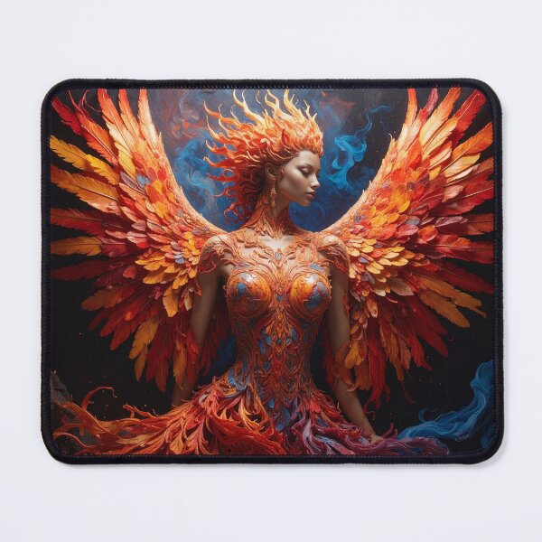 Item preview, Phoenix Goddess of Fire and Rebirth – Fiery Angel Art Print | Mythical Woman with Flame Wings | Fantasy Wall Art designed and sold by Velvet Photos.