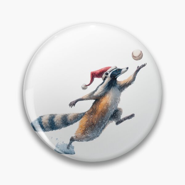 Item preview, Christmas Raccoon Outfielder – Santa Hat Baseball Art designed and sold by VikArt7.